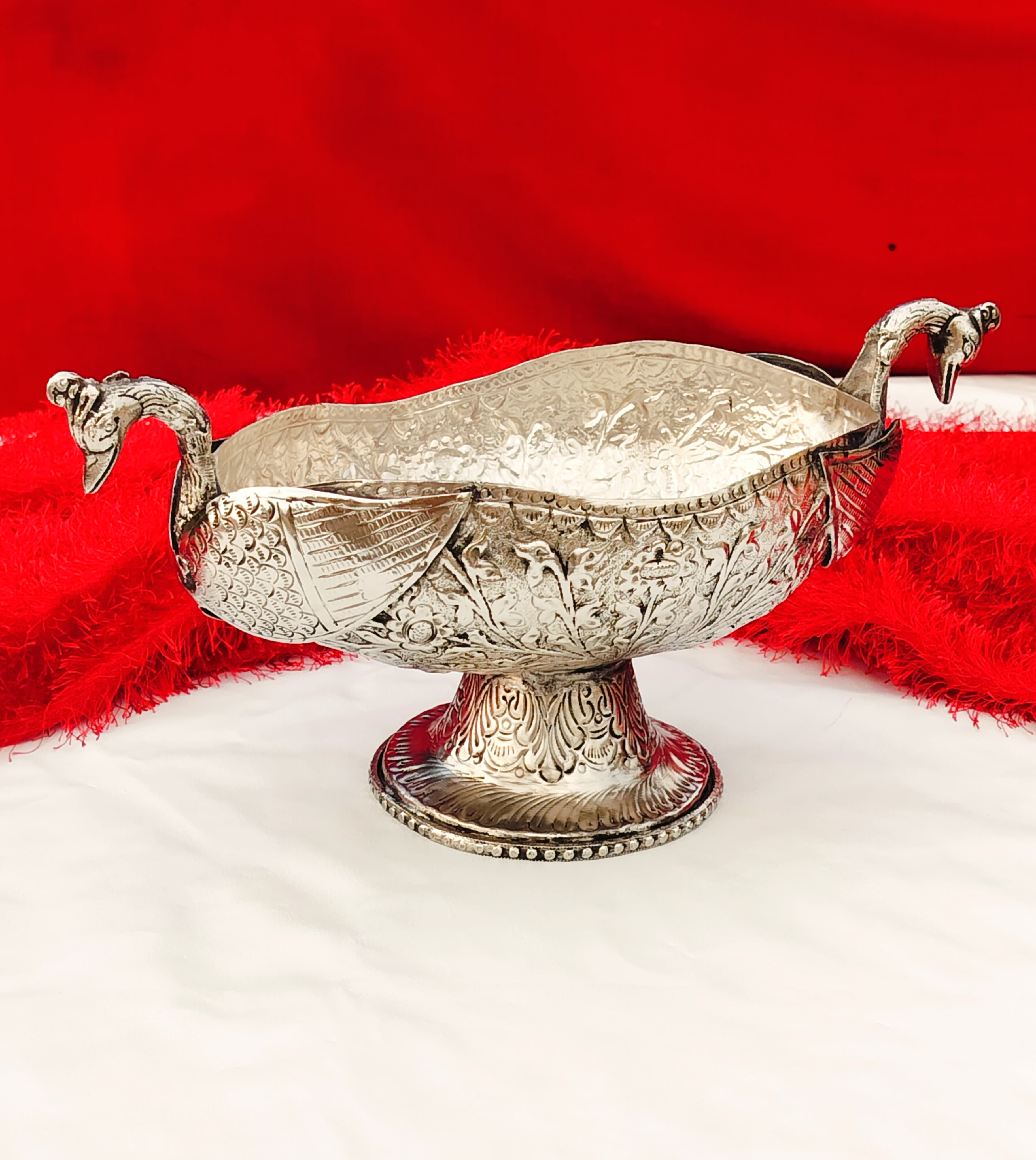 Antique German silver peacock urli/ bowl for home décor/ gift item